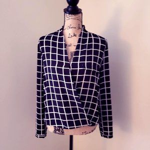 Checkered Long Sleeve Blouse